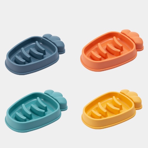 Plastic carrot shape slow feeder bowl  MH026  32x15x4.5CM